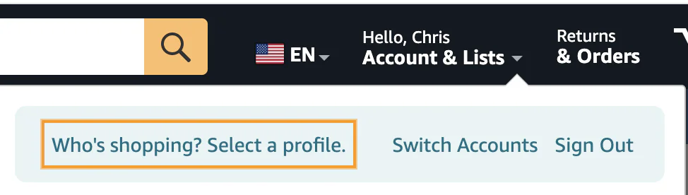 Amazon.com sign out option