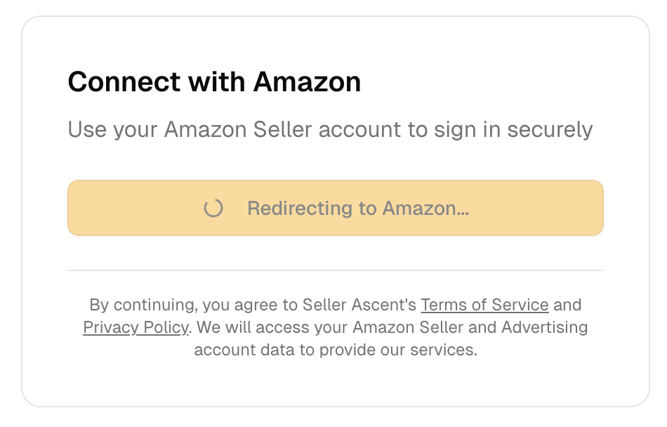 Seller Ascent authorize Amazon Ads access button
